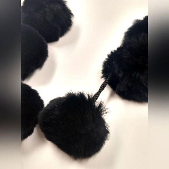 Vintage Fur Ball Black Scarf Winter Women's Accessories - Picture 7 of 10